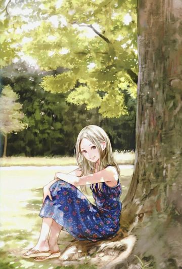 花树下留有你洒落下的丝丝..小清新动漫卡通图片